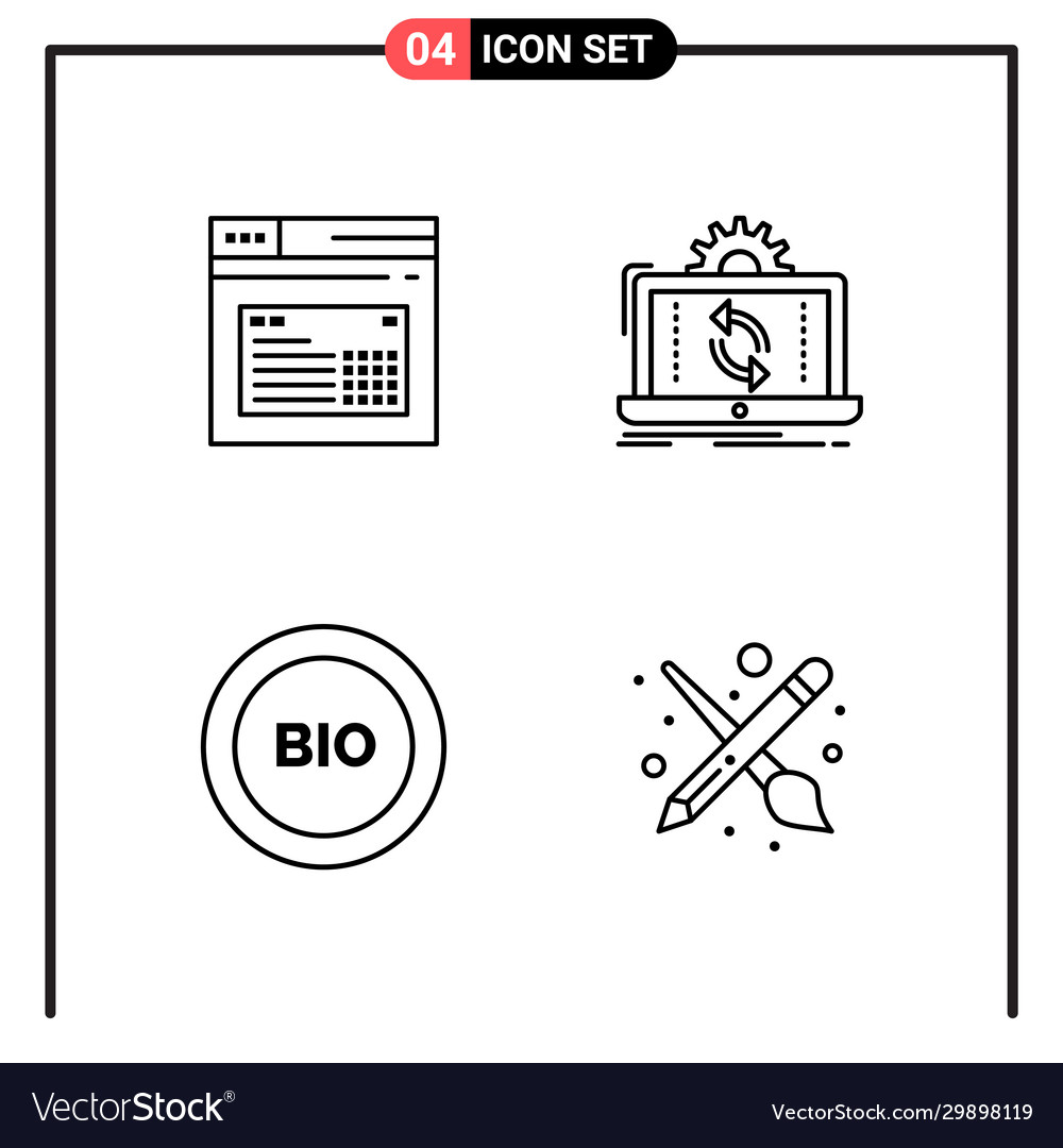 Set 4 line style icons for web and mobile vector image Set 4 line style icons for web and mobile