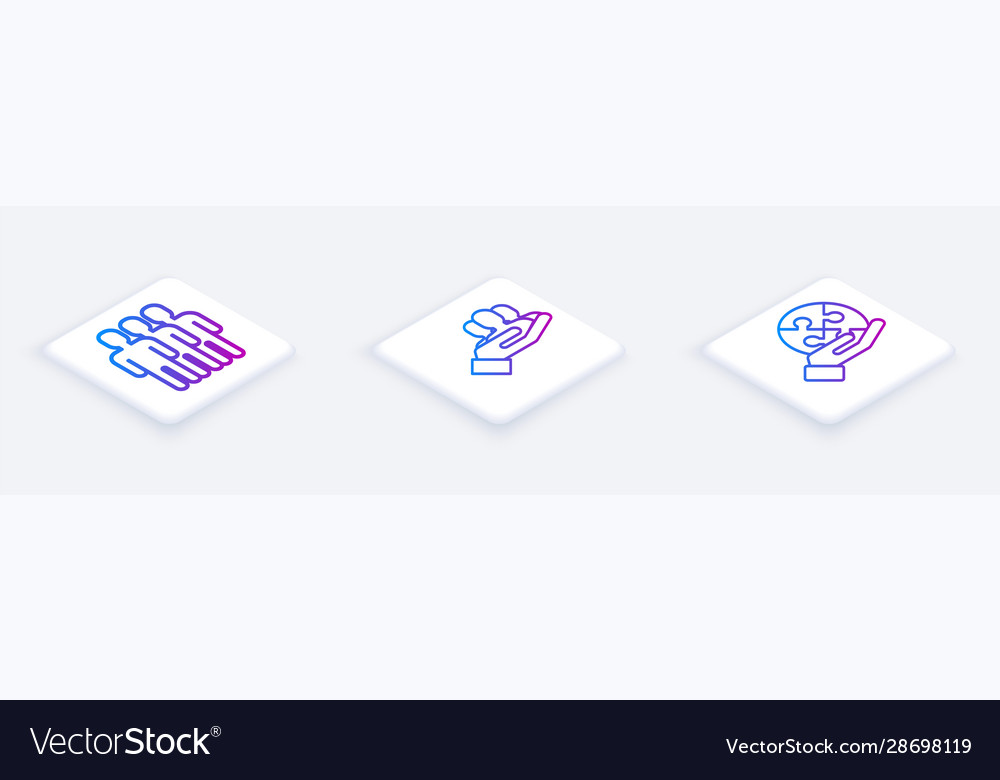 Set isometric line users group project team base Vector Image Set isometric line users group project team base