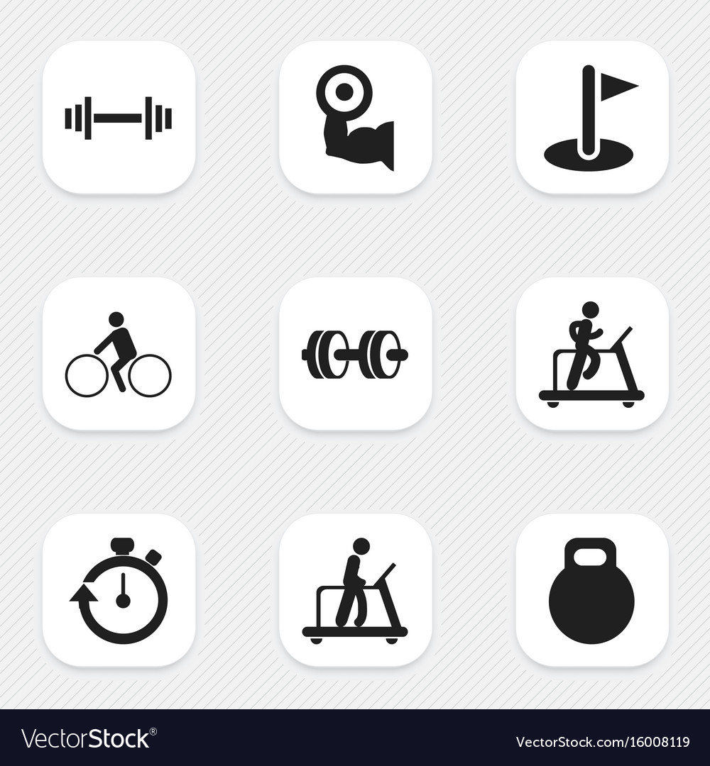 Set of 9 editable active icons includes symbols