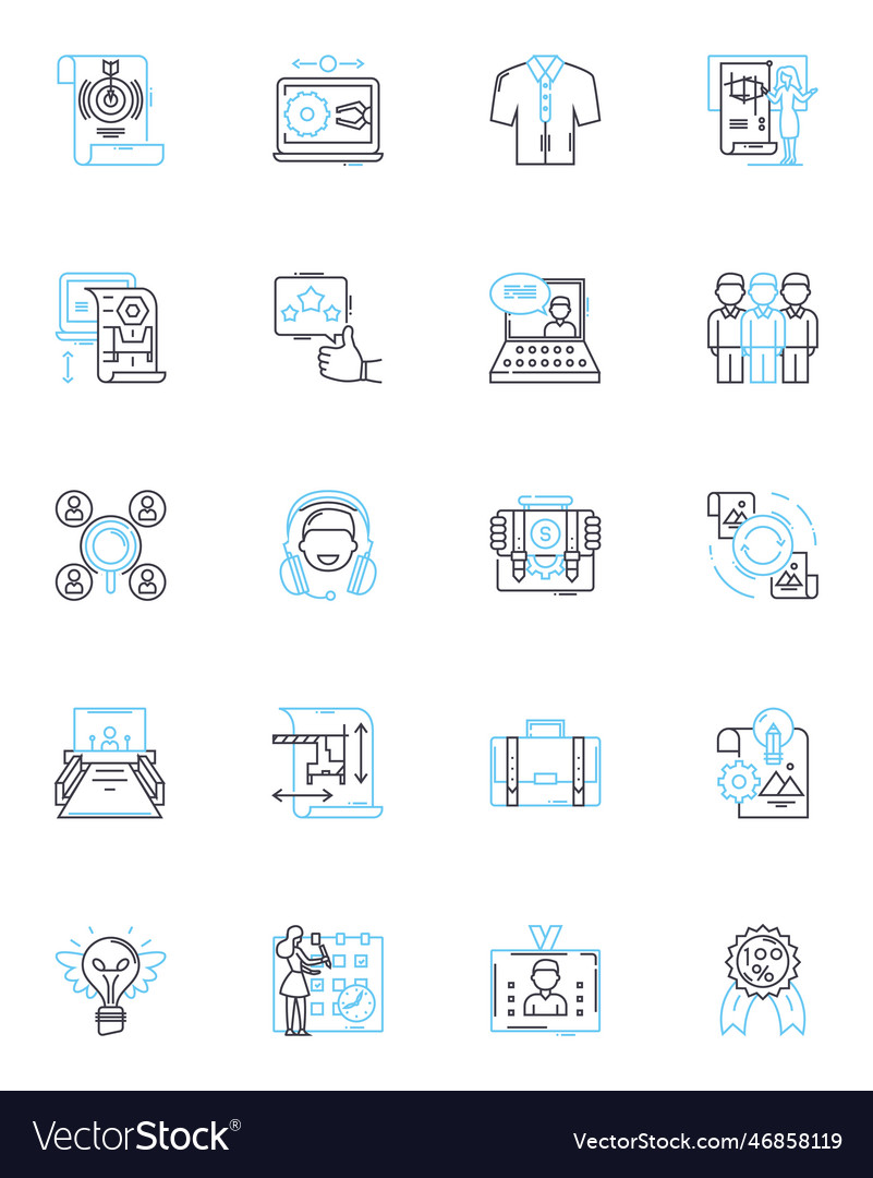 Writing composing linear icons set creativity vector image Writing composing linear icons set creativity