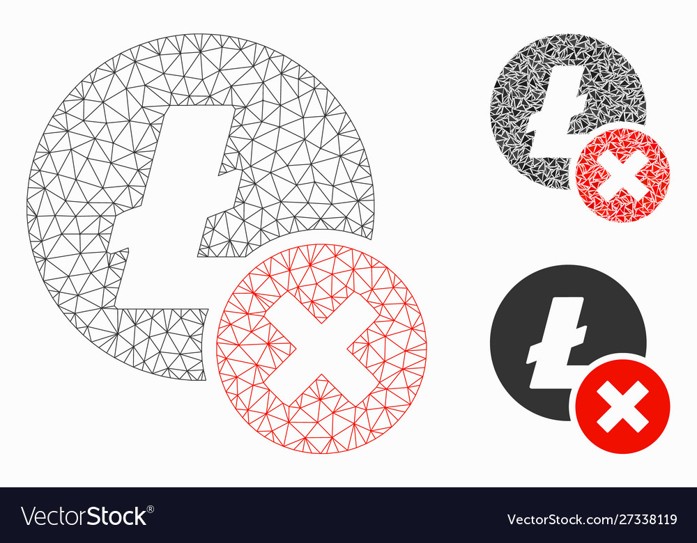 Wrong litecoin mesh 2d model and triangle vector image Wrong litecoin mesh 2d model and triangle