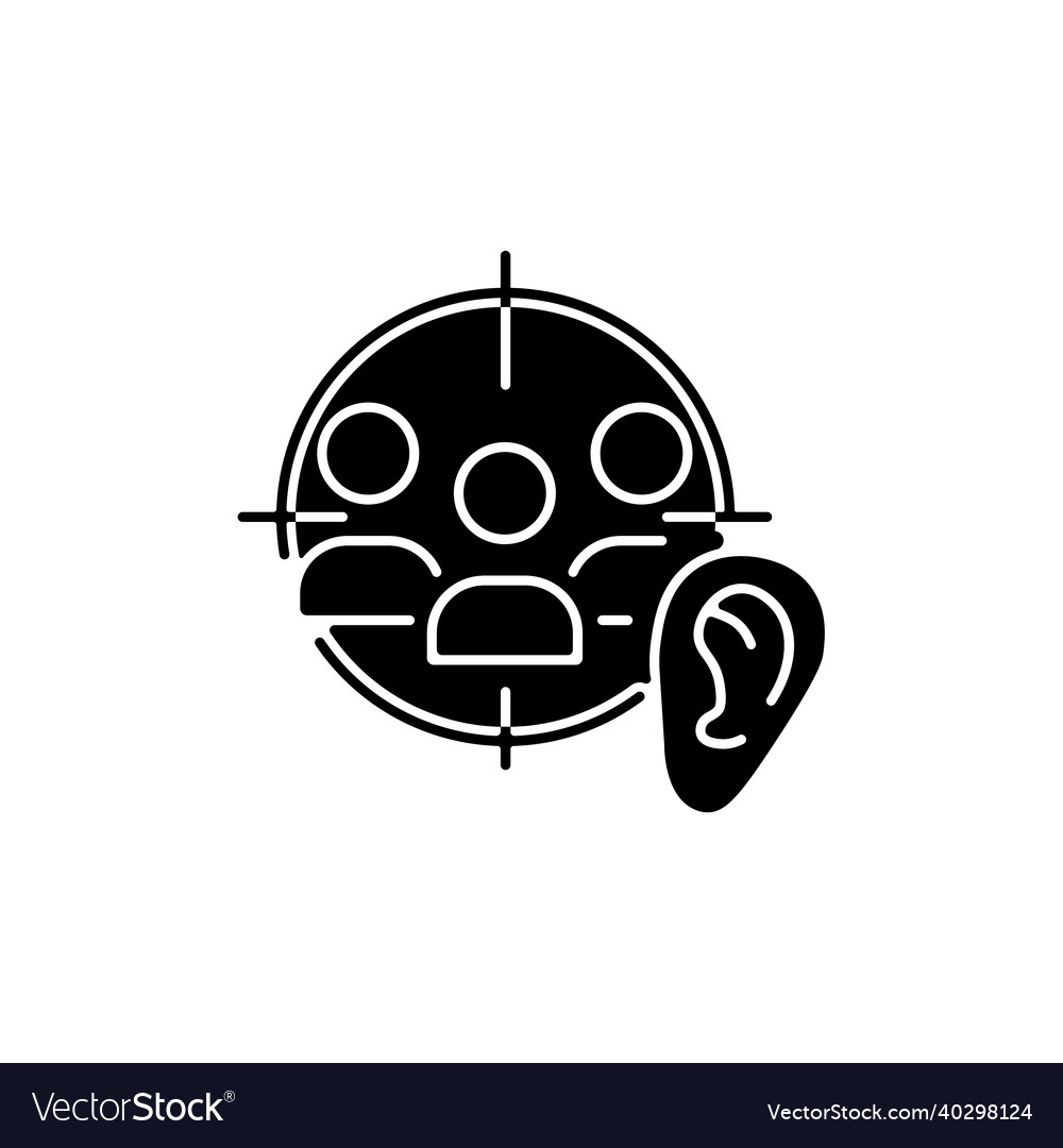 Active listening black glyph icon