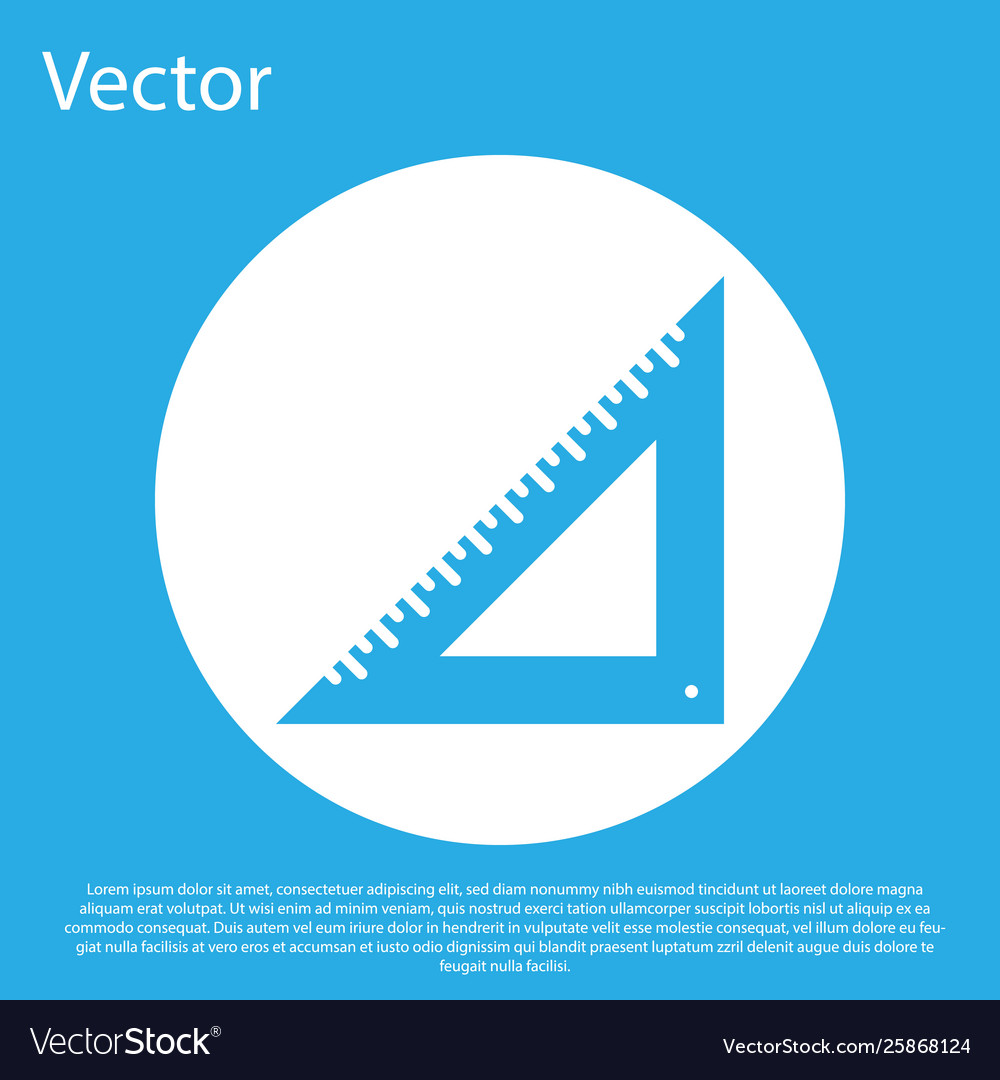 Blue triangular ruler icon isolated on