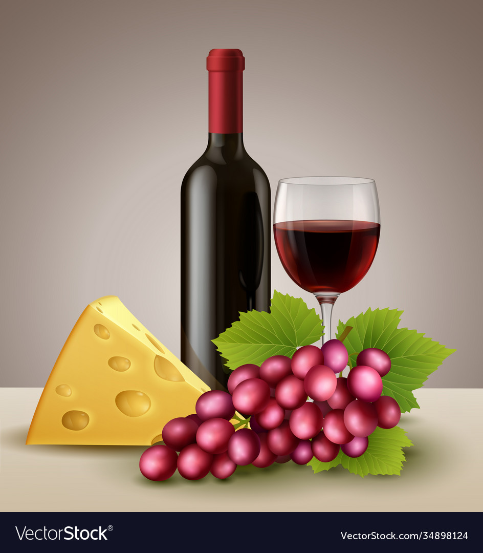 Bottle and glass red wine Royalty Free Vector Image