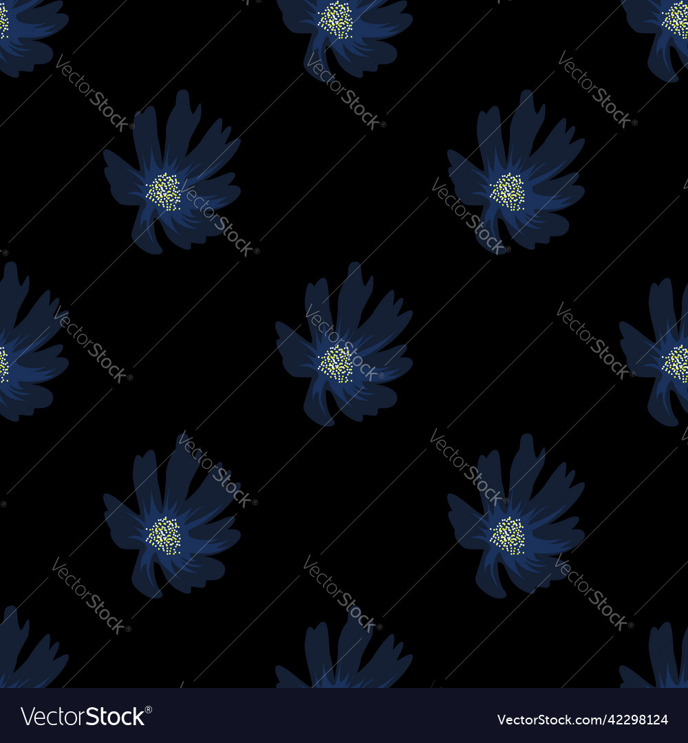 Dark blue flower isolated on black background