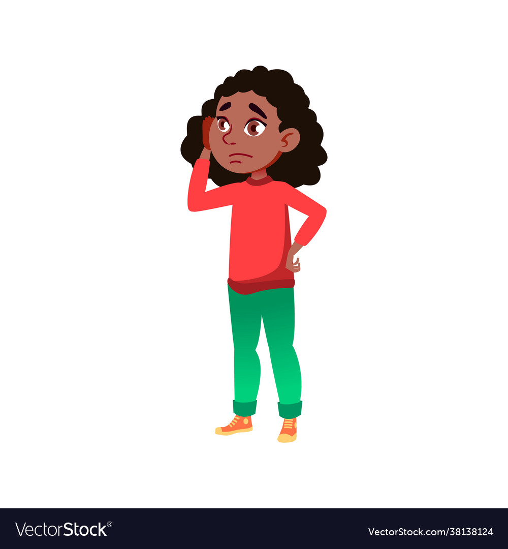 Disappointed african girl teenager look at test Vector Image