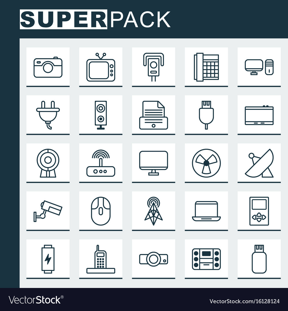 Gadget icons set collection of monitor call