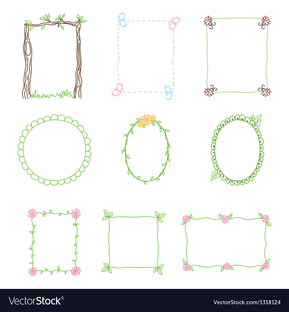 Hand drawn frames set 3 Royalty Free Vector Image