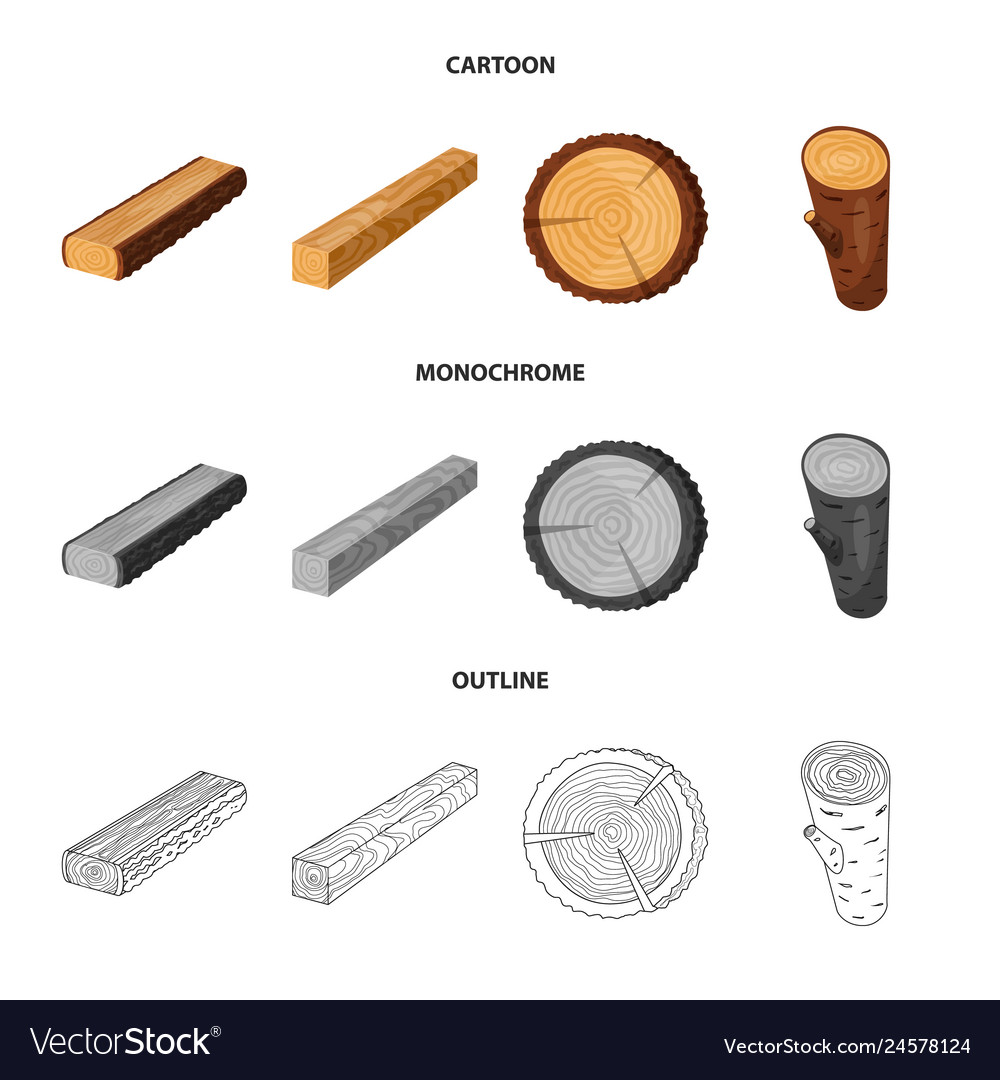 Isolated object of tree and raw icon set
