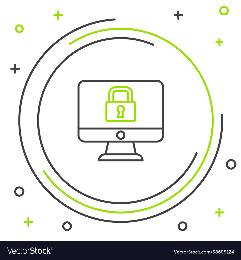 Line Lock auf Computer-Monitor-Symbol isoliert