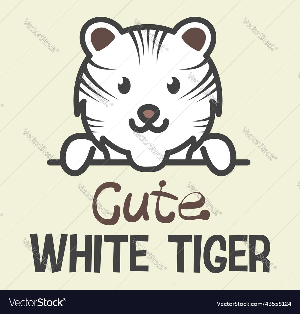 Logo template with cute white tiger design