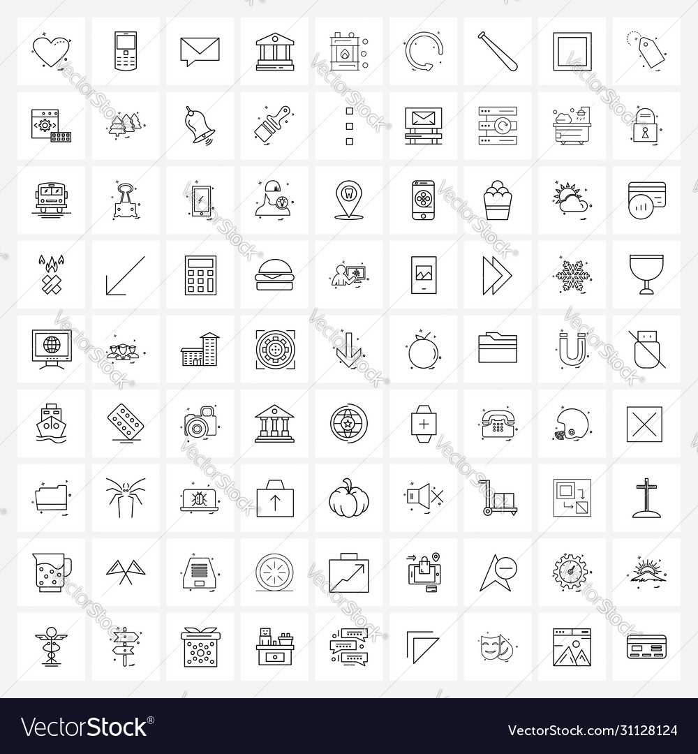 Modern style set 81 line pictograph grid based