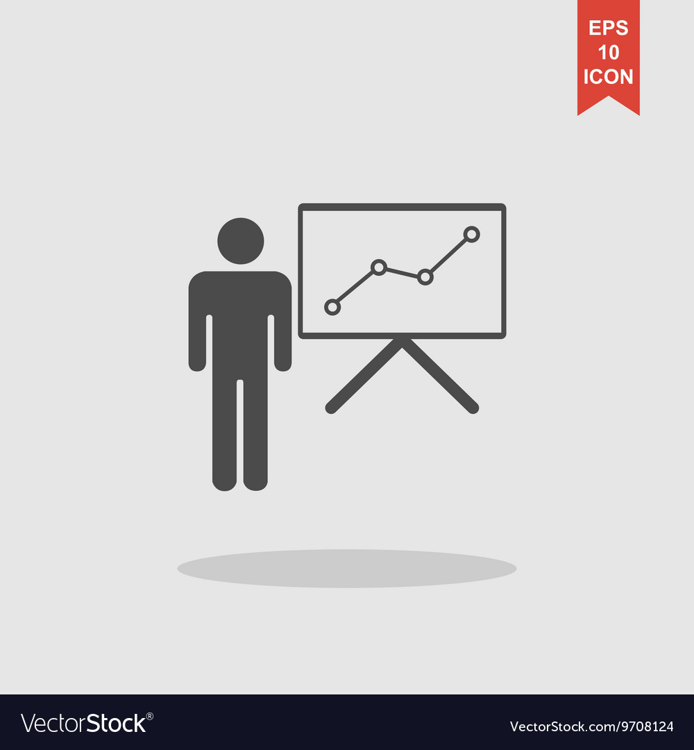 Presentation sign icon man standing with pointer