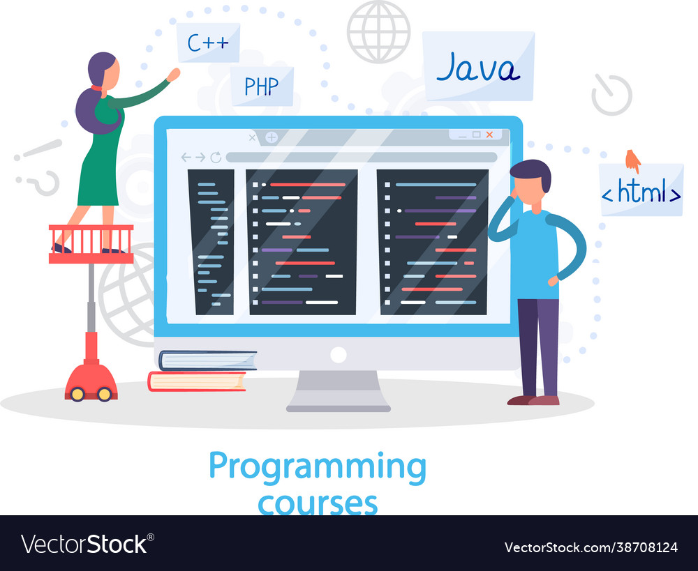 Programming courses online education coding vector image Programming courses online education coding