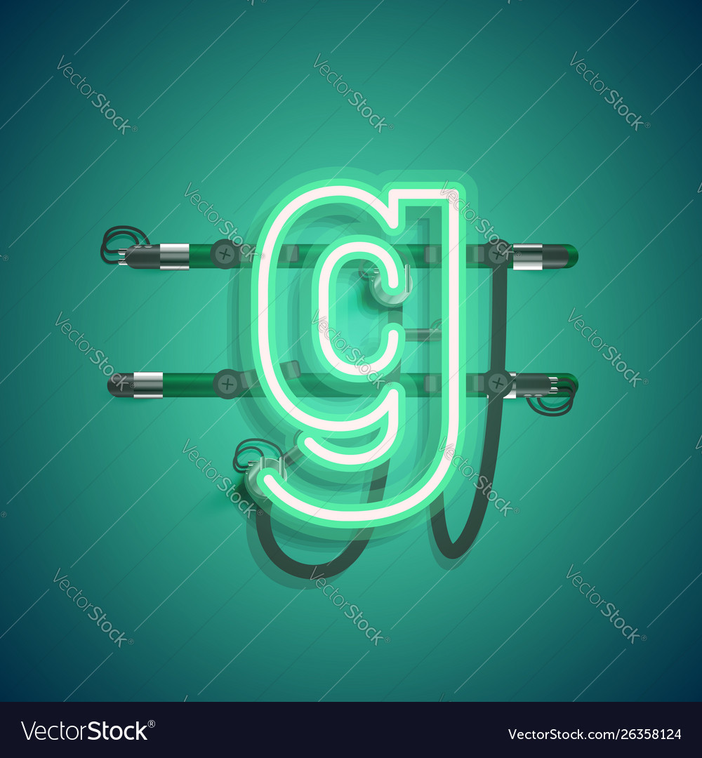 Realistic neon character with wires and console