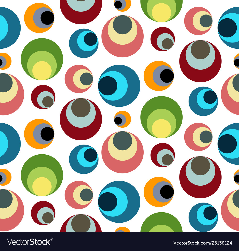 Seamless repeating pattern colored circles vector image Seamless repeating pattern colored circles