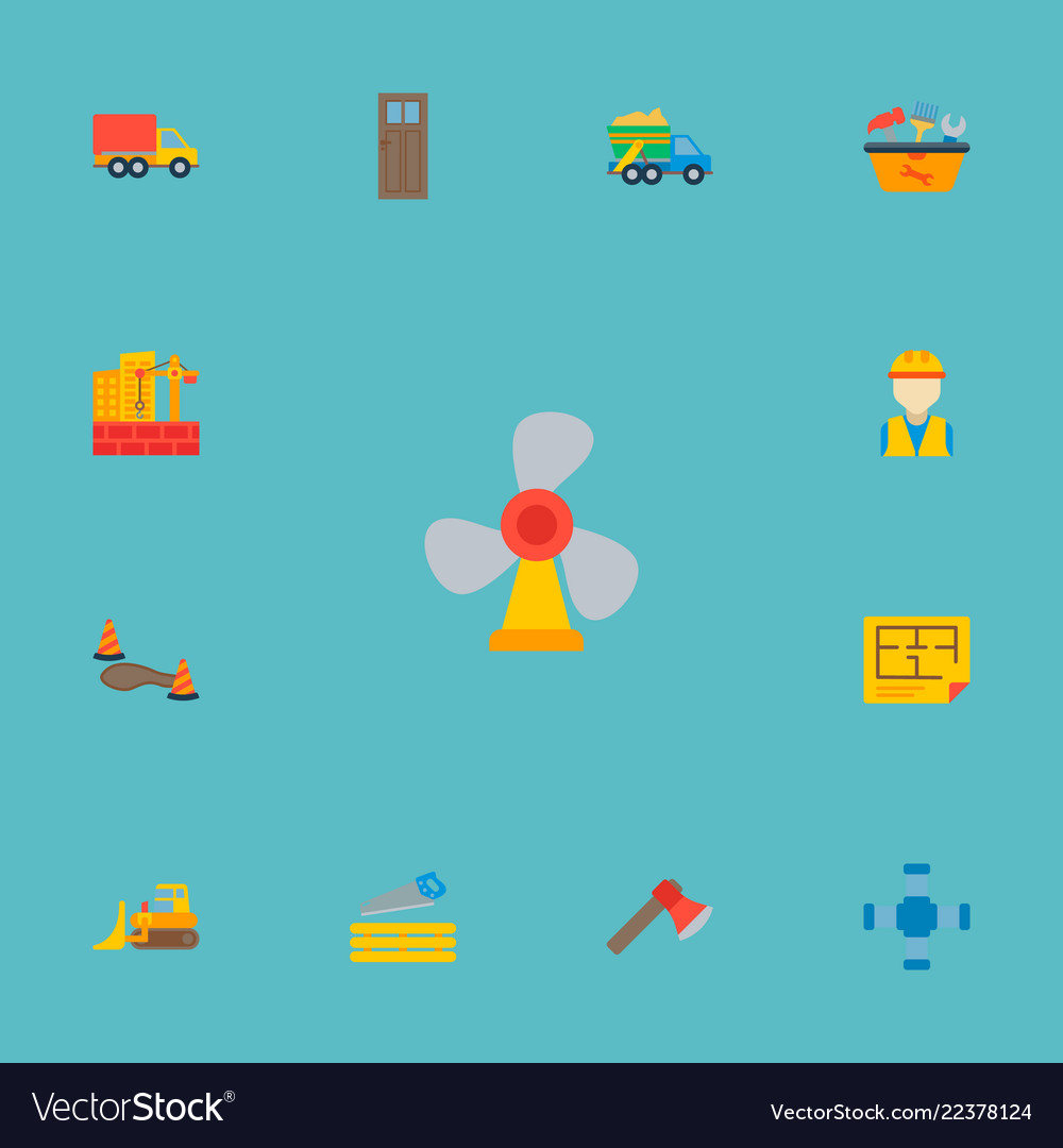 Set construction icons flat style symbols