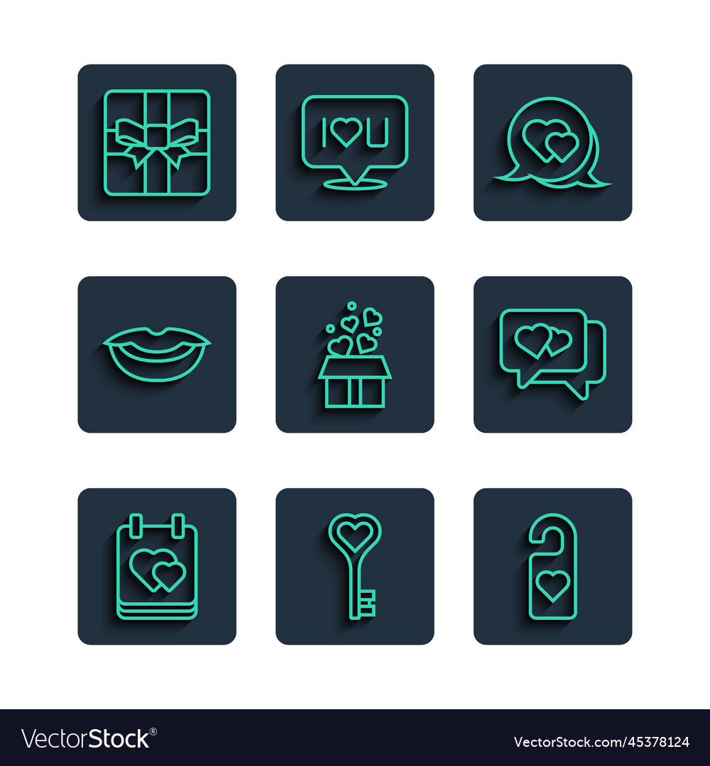 Set line calendar with heart key in shape please
