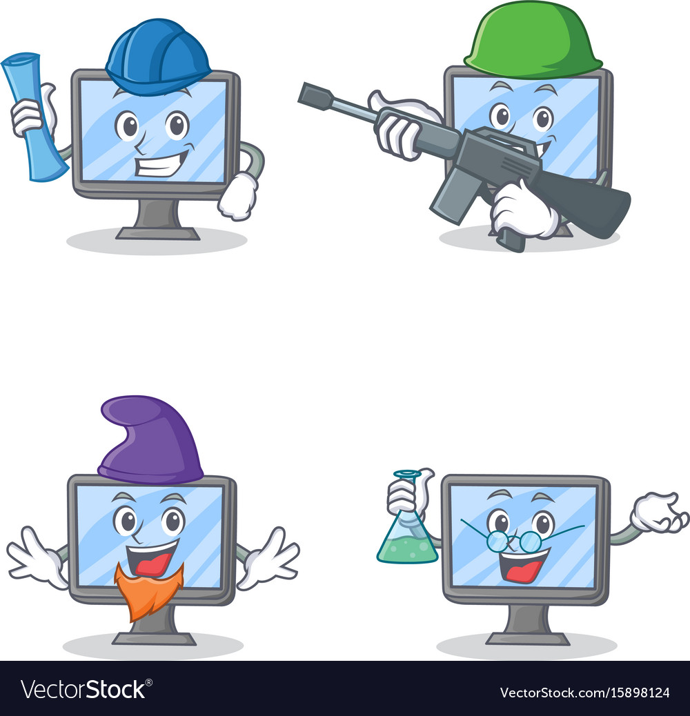 Set of monitor with architect army elf professor