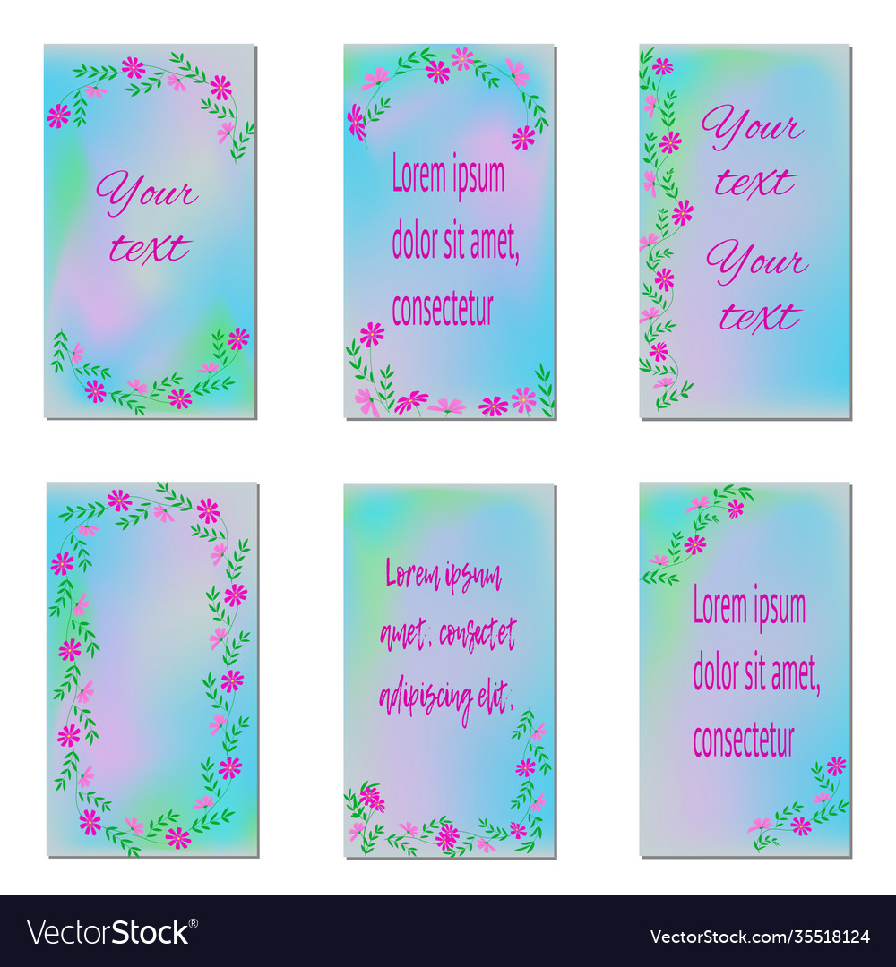 Set vertical floral backgrounds gradient Vector Image