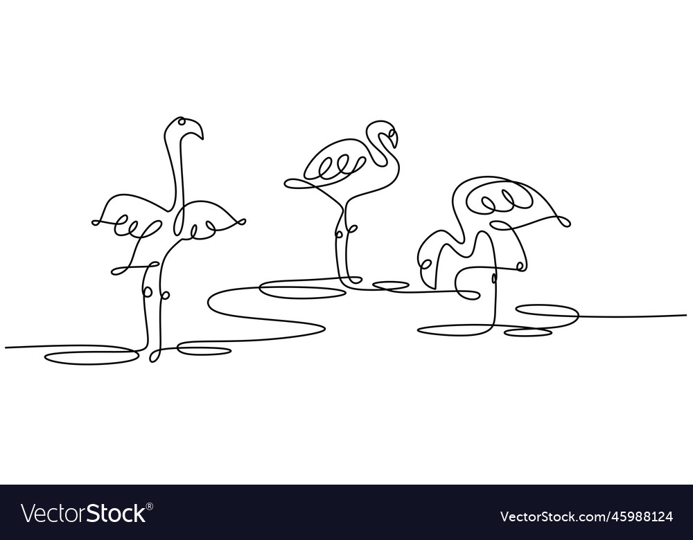 Single continuous one line drawing of three vector image Single continuous one line drawing of three