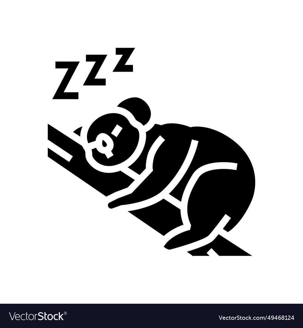 Sleepy koala sleep night glyph icon vector image Sleepy koala sleep night glyph icon