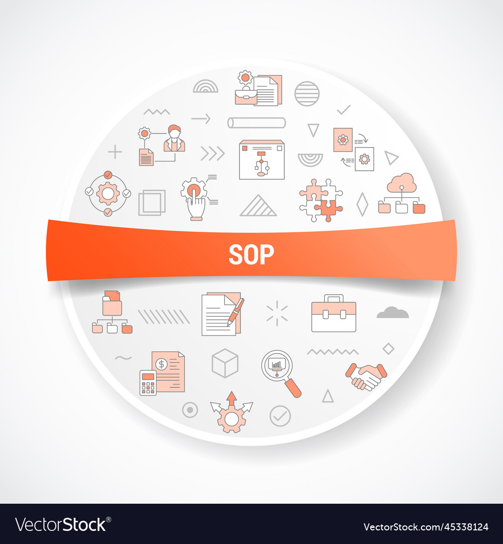 Sop standard operating procedure concept vector image Sop standard operating procedure concept
