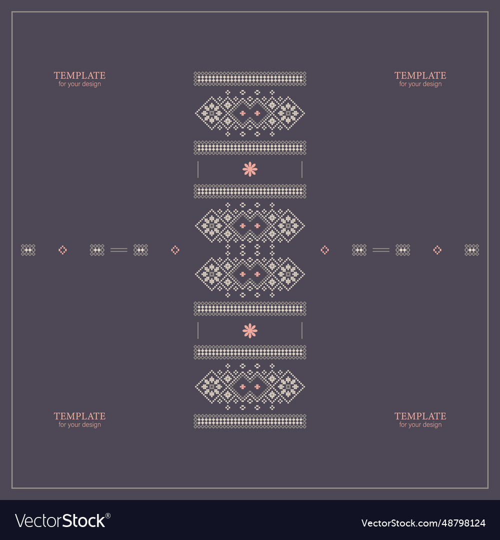 Square template for your design with pattern vector image Square template for your design with pattern