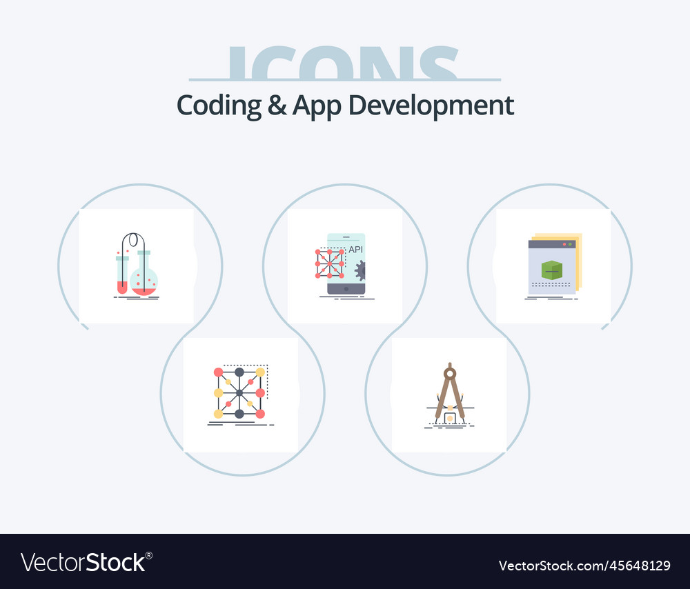 Codierung und App-Entwicklung flache Icon Pack 5