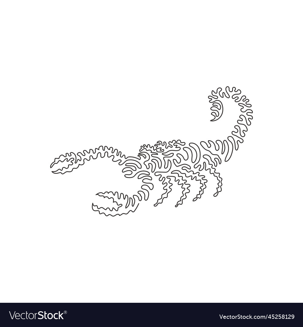 Continuous one curve line drawing of scorpion vector image Continuous one curve line drawing of scorpion