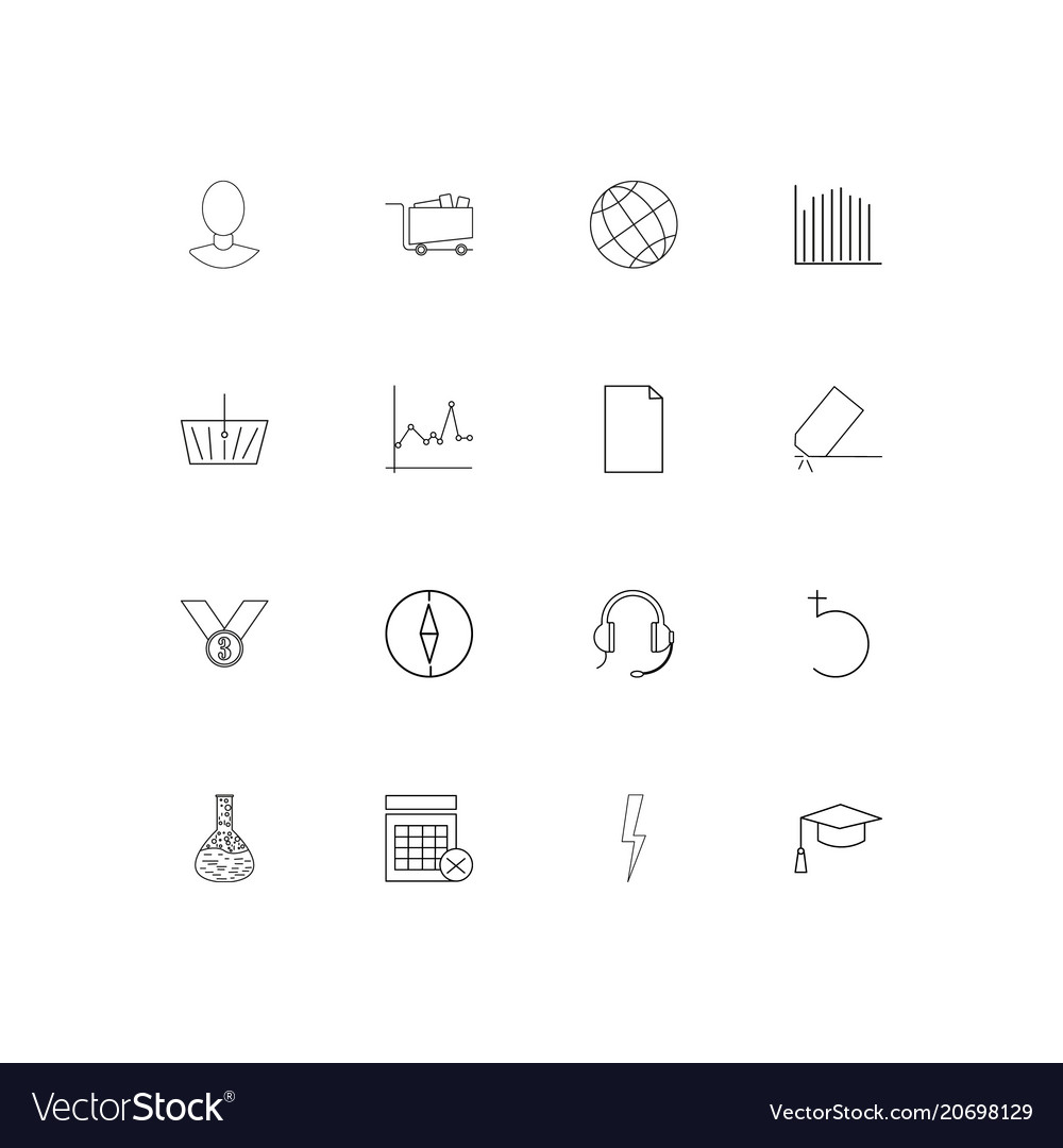 Education and science simple linear icons set
