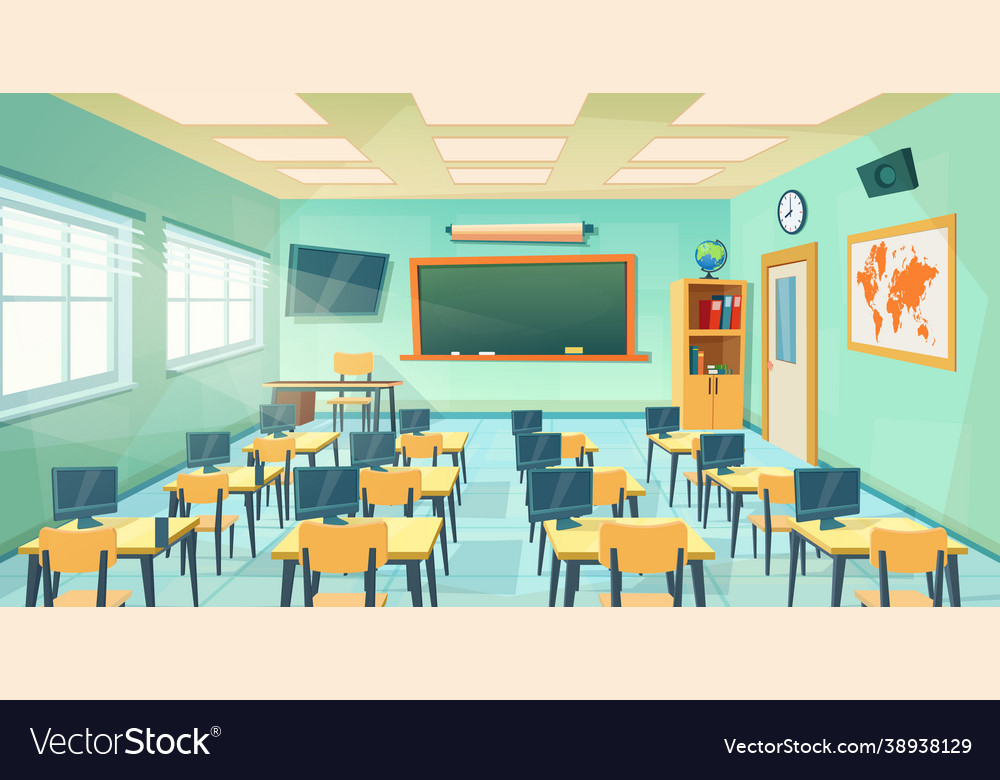 Empty school class room interior board Royalty Free Vector