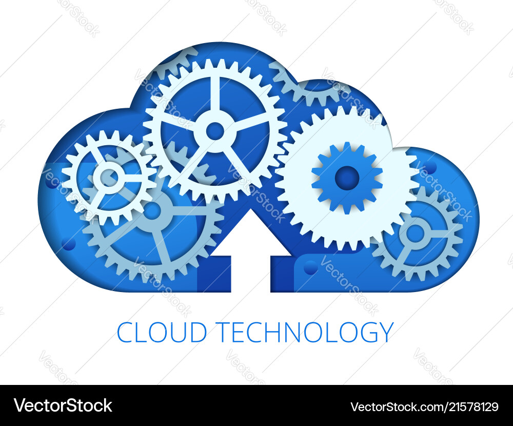 Flat cloud technology and communication Royalty Free Vector