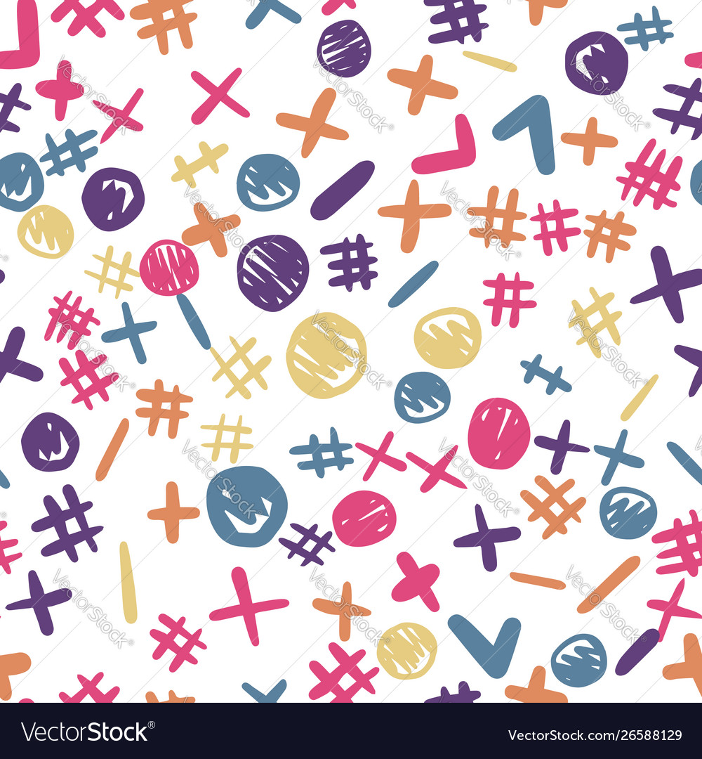 Funny freehand shapes seamless pattern colored