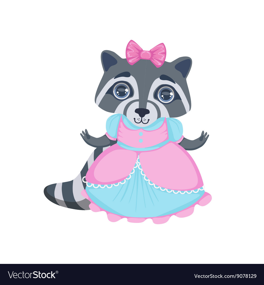 Girl Raccoon In Fancy Dress Royalty Free Vector Image