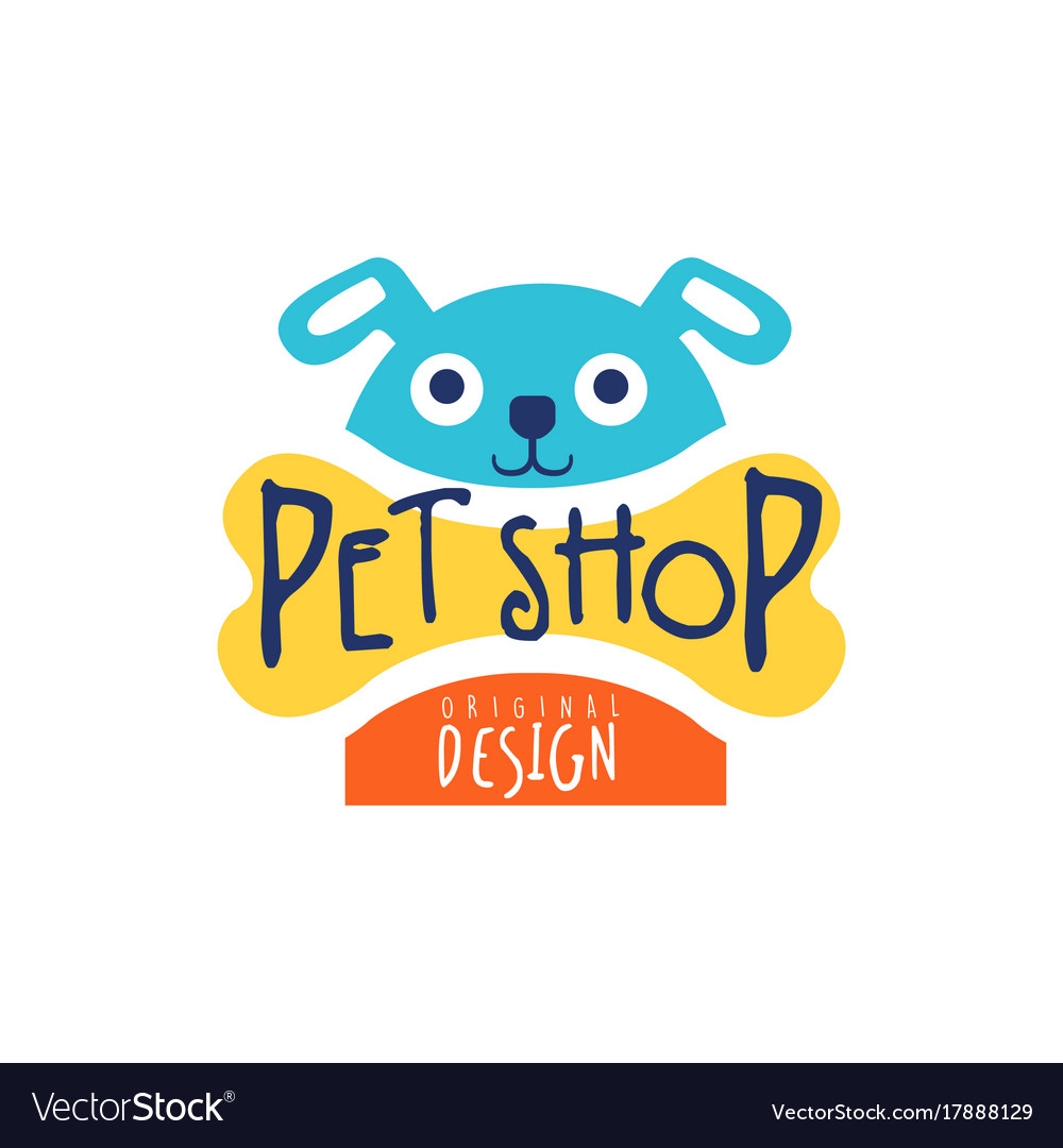 Pet Shop Logo Template Original Design Colorful Vector Image