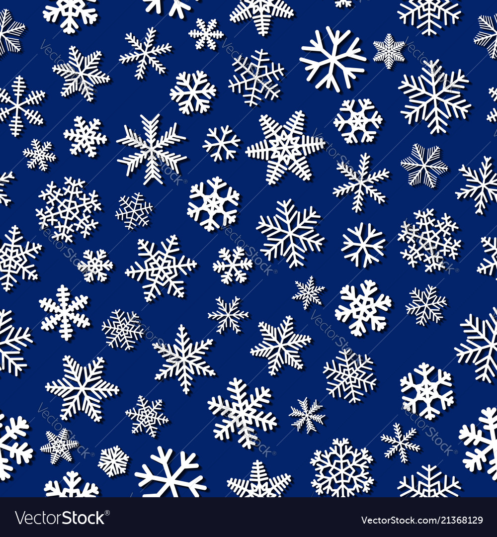 Seamless pattern of snowflakes with shadows vector image Seamless pattern of snowflakes with shadows