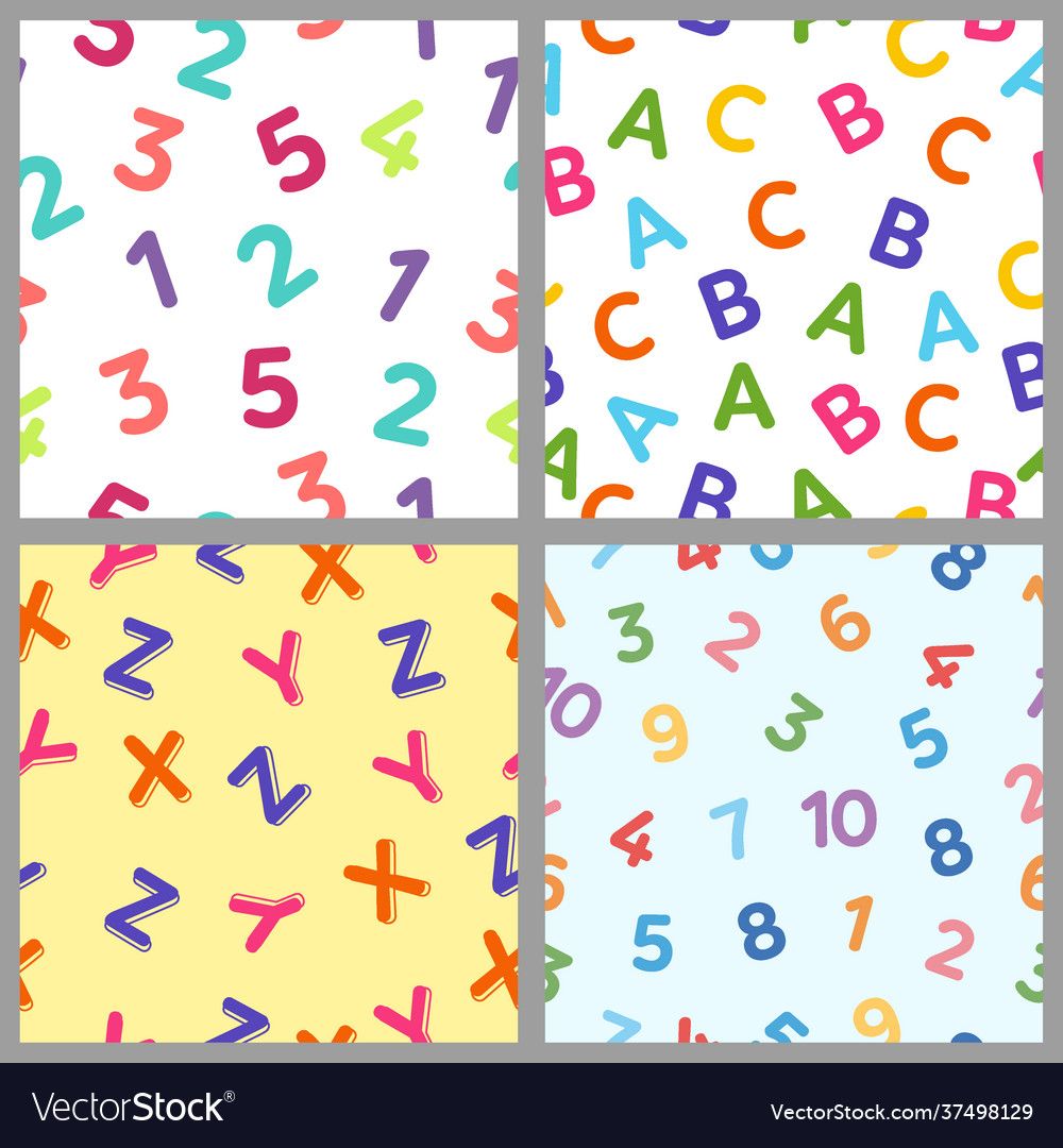 Seamless pattern with numbers and alphabet