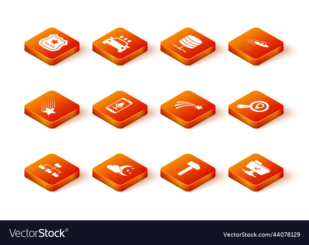 Set folder tree cloud with moon and stars falling vector image Set folder tree cloud with moon and stars falling