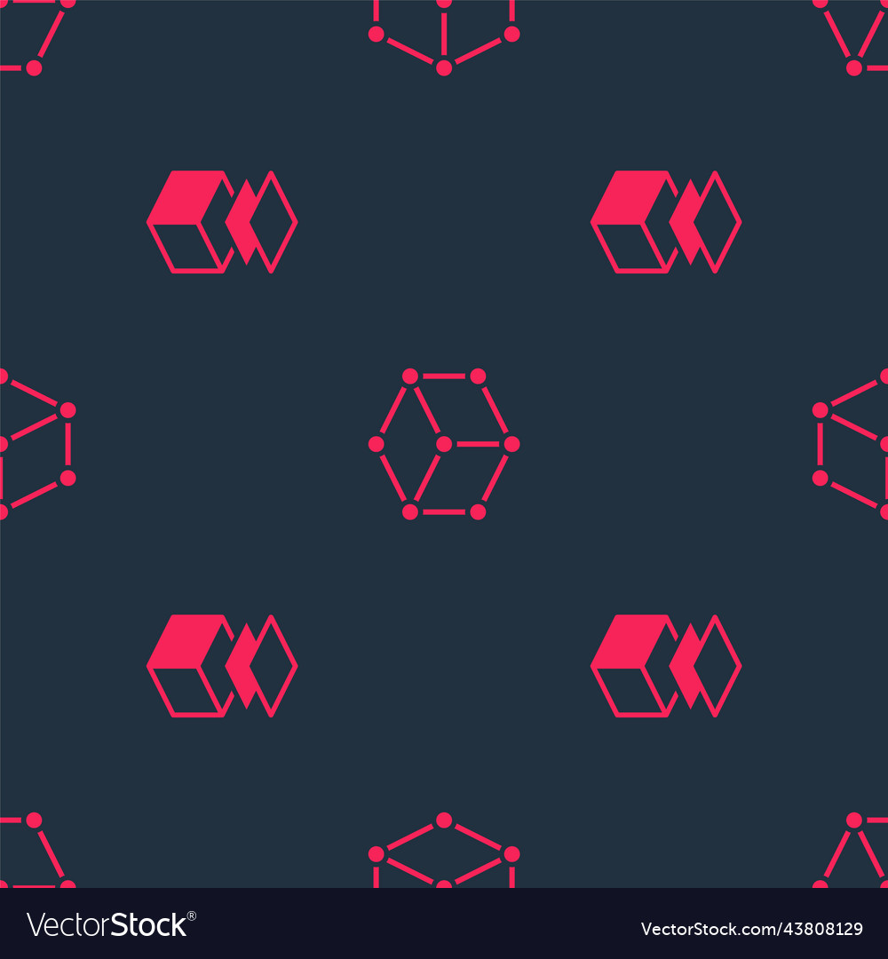 Set layers and isometric cube on seamless pattern vector image Set layers and isometric cube on seamless pattern