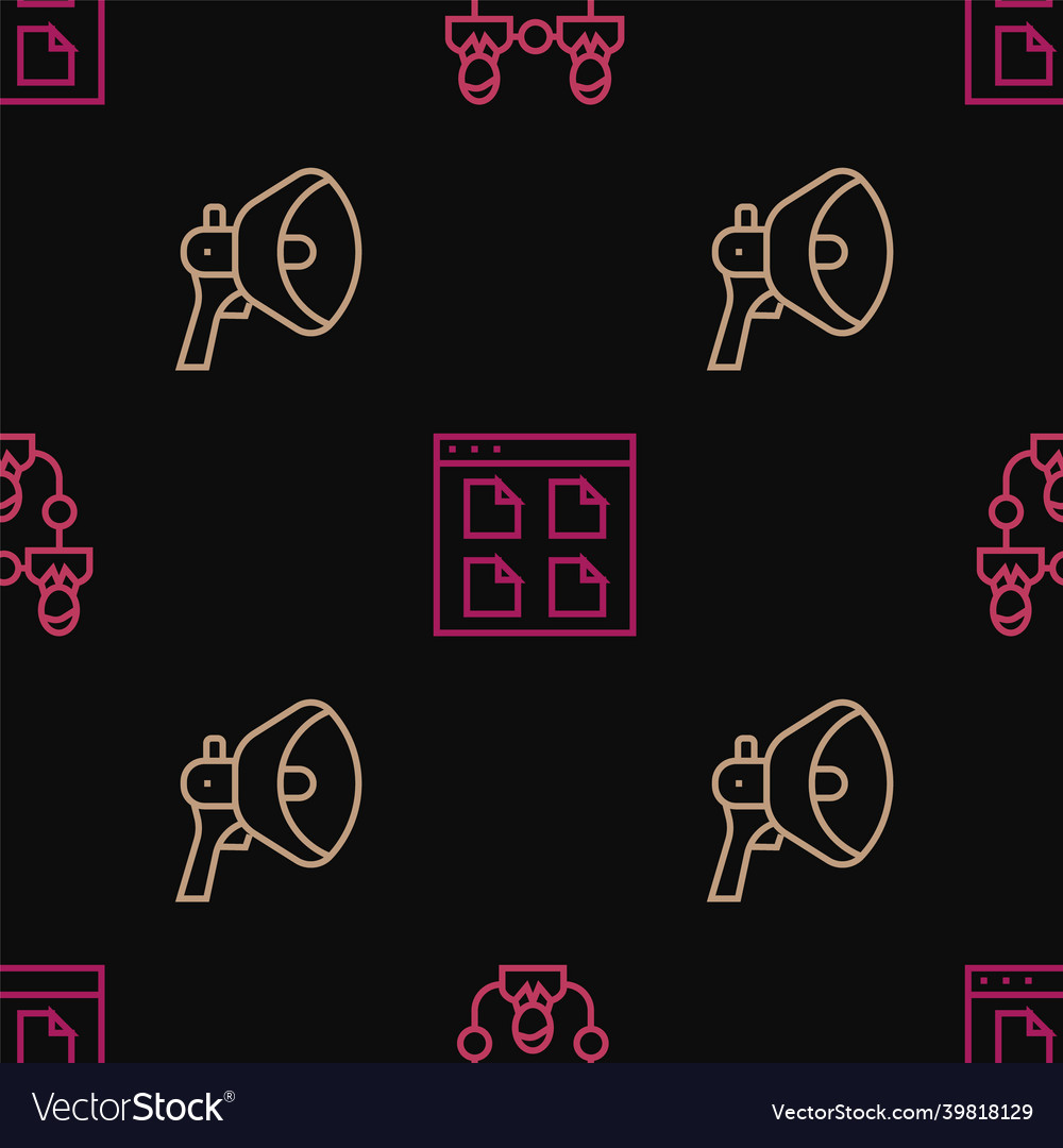 Set line project team base megaphone and browser Vector Image Set line project team base megaphone and browser