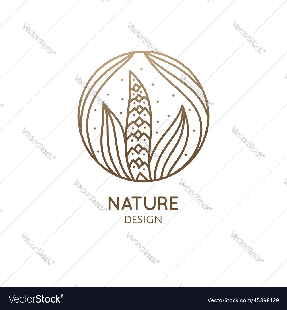 Tropical flower logo round emblem calla in linear