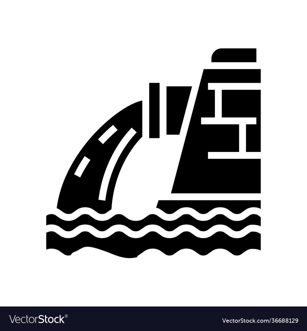 Water falling from drainage pipe glyph icon