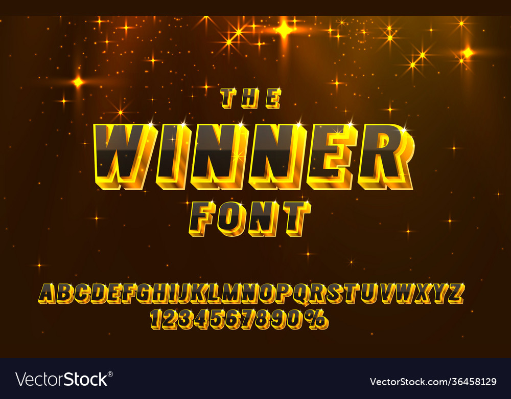 Winner font set collection letters and numbers