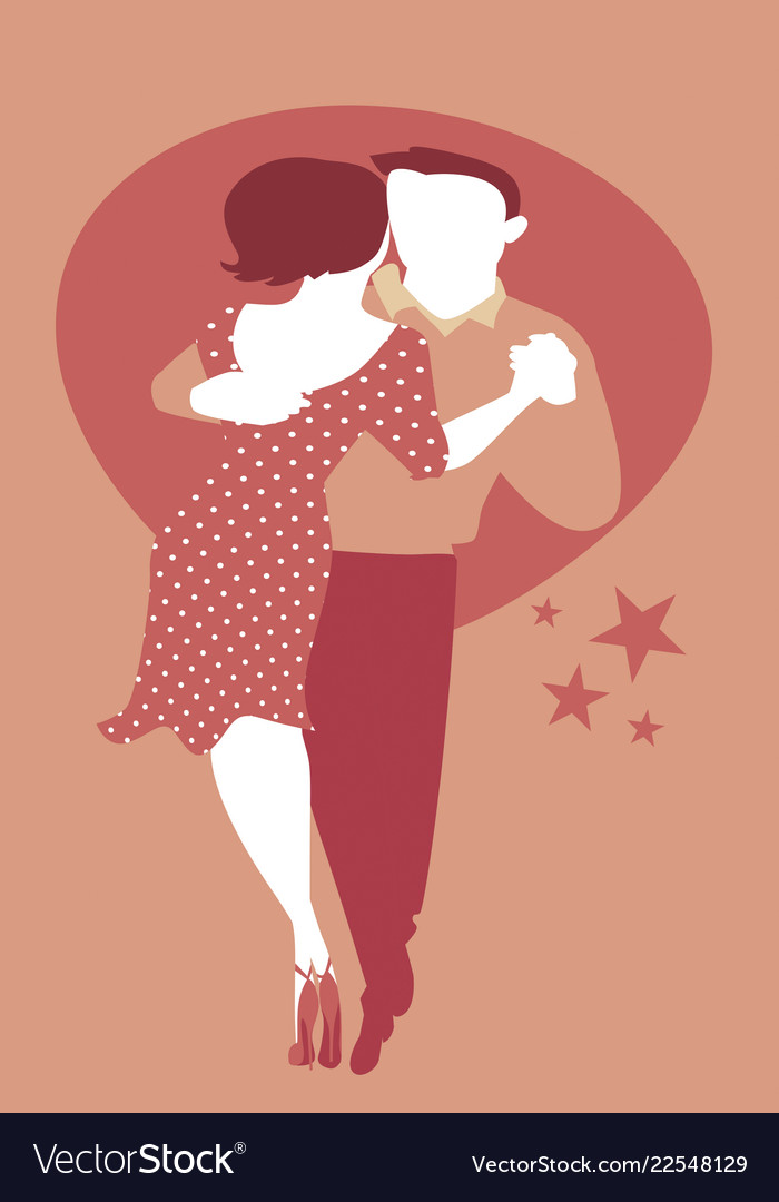 Young couple dancing retro style cheek