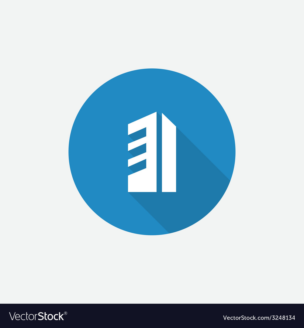 Blue Building Icon with Shadow