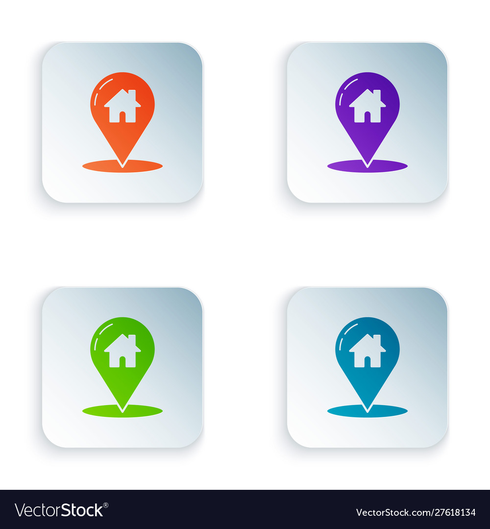 Color map pointer with house icon isolated vector image Color map pointer with house icon isolated