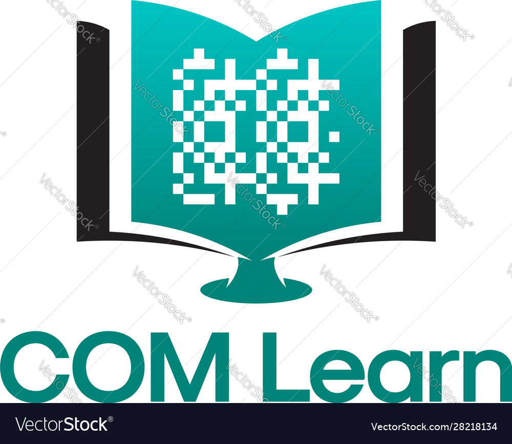 Computer learn logo template simple learning vector image Computer learn logo template simple learning