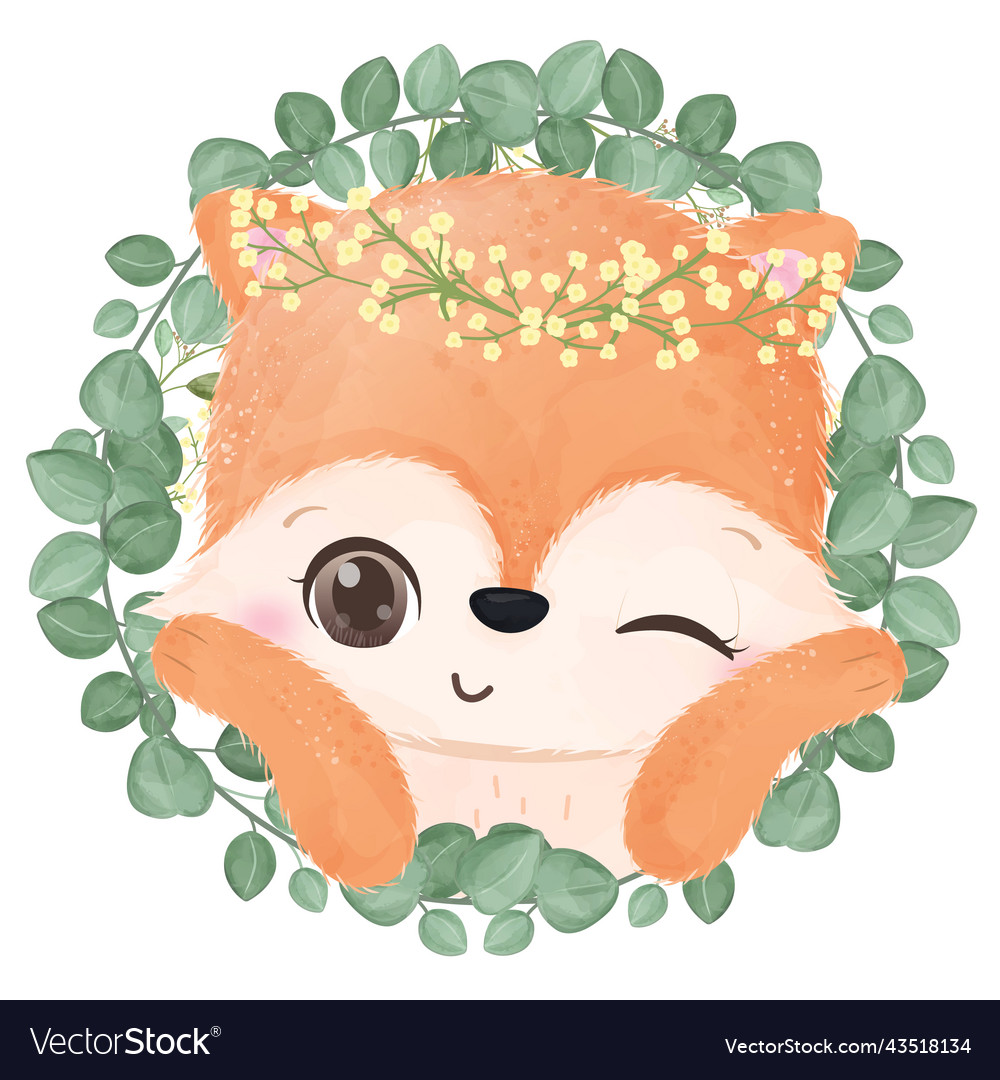 Cute baby fox for decorative background