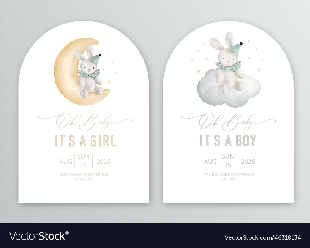 Cute baby shower watercolor invitation card